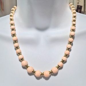 Vintage Avon graduated pink & gold beaded necklace, looks like angel hair coral